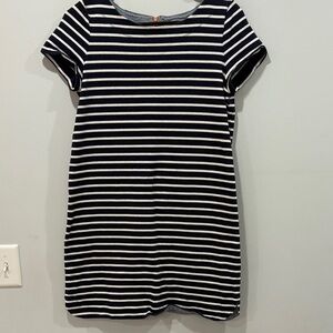 LOFT Navy and White Striped Mini Dress